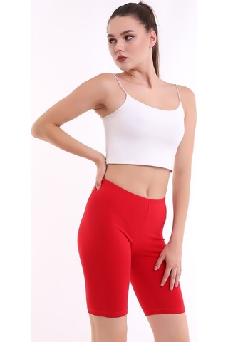 Self Clothing Kadın Koyu Kırmızı Penye Kumaş Yüksek Bel Kısa Tayt Slf1295