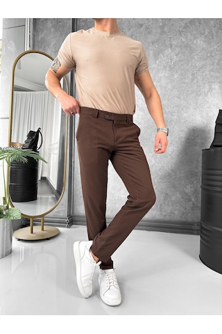 Modefendi Yüksek Kalite Slimfit Merserize Kumaş Bisiklet Yaka Tshirt Krem