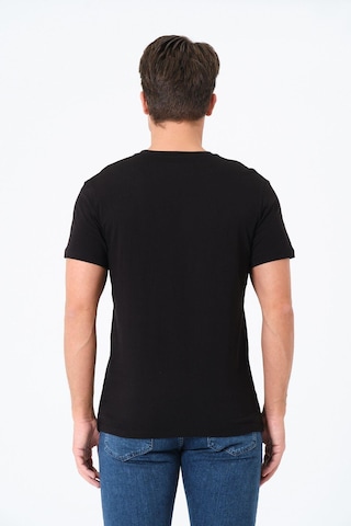 Rich Erkek %100 Pamuk Kısa Kollu Siyah T-shirt V Yaka Basic Erkek Tişört SIYAH