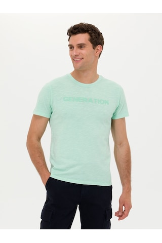 Yesıl Slim Fit Bisiklet Yaka T-shirt Yeşil
