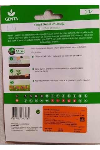 Genta Karışık Renkli Aslanağzı Antirrhinum Majus