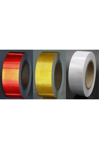 Bal Petekli Reflektif Bant 5X50 Metre Sarı-Kırmızı-Beyaz