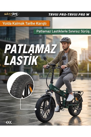 Skyjet Trvııı Pro 1000w Elektrikli Bisiklet Ayna Çanta Ve El Gazı Hediyeli Yeşil