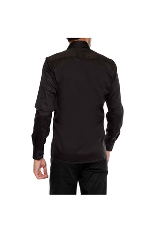 Efor Slim Fit Klasik Yaka Pamuk Saten Uzun Kol Siyah Gömlek Gk 214 Siyah