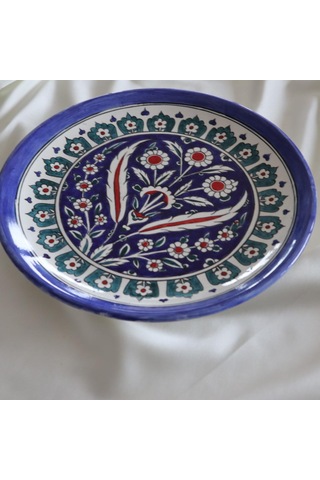 Atelier4you El Yapımı Klasik İznik Çini Desenli Dekoratif Tabak 33 Cm
