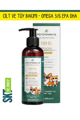 Kedi Köpek Balık Yağı Fish Oil 200 Ml Omega 3 & 6 Epa Dha Cilt Ve Tüy Bakımı
