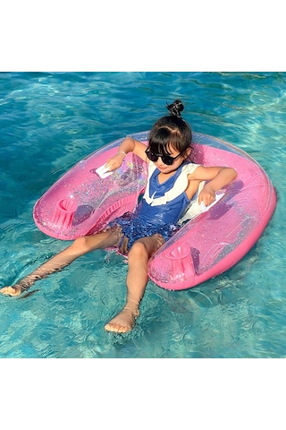 Ikkb Yetişkin Açık Su Eğlence Pvc Şişme Şeffaf U Şeklinde Pullu Şezlong Pembe
