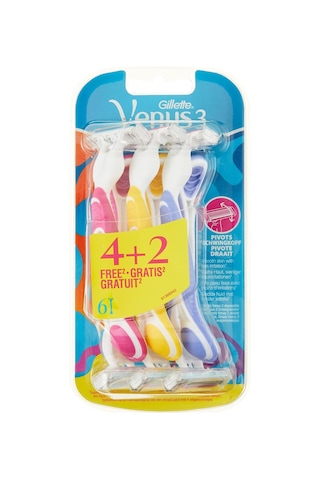 Lexroo Venus Gilette Simply Venus3 Tek Kullanımlık Kadın Tıraş Makinesi, Çok Renkli, 6 Adet