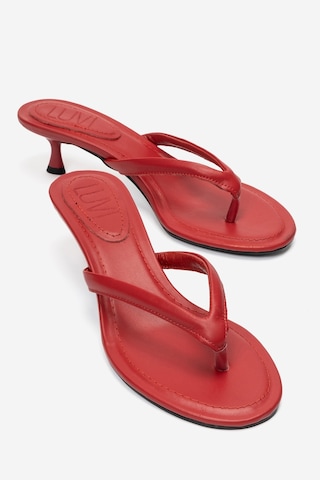 Luvi Shoes Norell Kırmızı Cilt Parmak Arası Kadın Topuklu Terlik