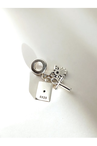 Gümüş Ankh Melek Pan Tasarım Bileklik Uyumlu Charm 1