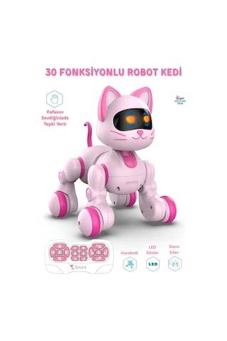 Uzaktan Kumandalı 30 Fonksiyon Akıllı Interaktif Öğretici Robot Oyuncak Kedi Kedi