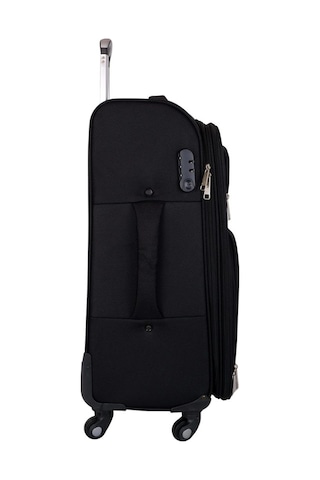 Bagacar Ultra Hafif Körüklü Kumaş Büyük Boy Valiz Siyah