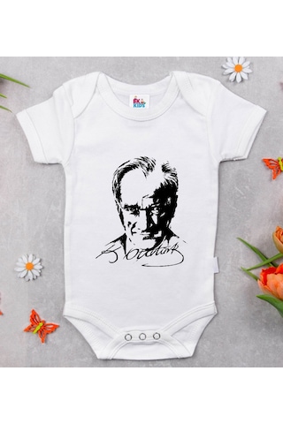 Bk Kids Atatürk Temalı Beyaz Bebek Body Zıbın-13 Çok Renkli