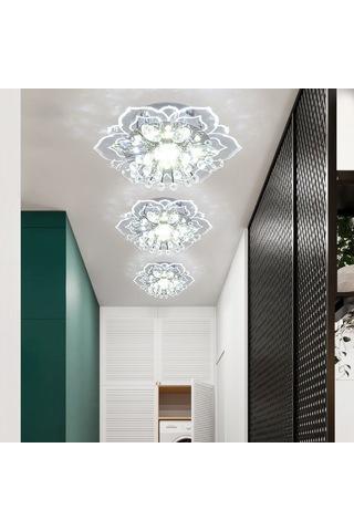 Ranyeek Giriş Hallı Ve Koridor İçin Modern Kristal Gömülü Tavan Lambası - 9w Beyaz Işık, Dayanıklı Malzeme, Kolay Kurulum - 90119 Modeli Beyaz