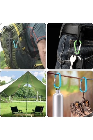 Besthome1 Hafif Alüminyum 5'li Dağcı Karabinası - Kamp, Yürüyüş, Seyahat İçin, 112 Karakter