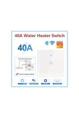 Xuweiwei Tuya Akıllı 40a Wifi Dokunmatik Anahtar Beyaz Su Isıtıcı Klima Ses Kontrolü Alexa Google Home 110 220v