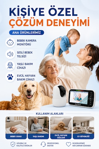 Bebek Kamerası Lcd Ekranlı 5'' İnç Gece Görüşlü Ninni Söyleyen Ağlama Sensörlü Bebek Odası Kamerası