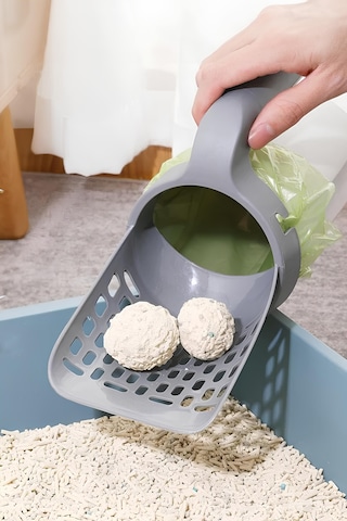 Markafox Elekli Poşet Hazneli Kedi Kum Temizleme Küreği + Kaka Poşeti