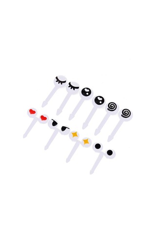 Moveevo Ev Kullanıma Uygun Ahşap Desenli Çocuklar İçin Mango Şekilli Meyve Çatalı, Pratik Ve Dayanıklı Plastik Tabak Çatal Seti Paketli Mavi