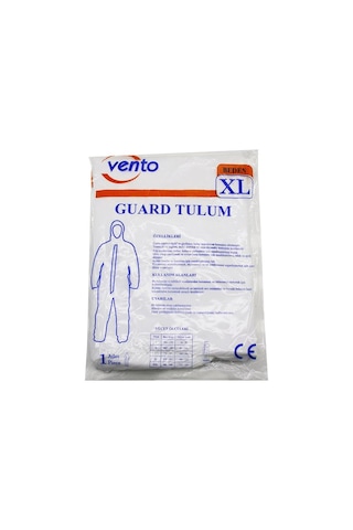 Vento Xl Guard Koruyucu Tulum Beyaz - Hafif - Non-woven Kumaş Boy: 179-187cm - Göğüs: 108-115cm 500