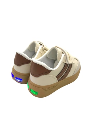 Unisex Çocuk Cırtlı Hafif Kaymaz Taban Işıklı Spor Ayakkabı Sneaker Bej