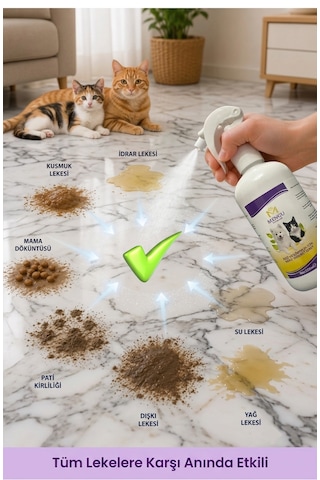 Kedi Kumu Ve Tuvaleti Koku Giderici - Bebek Pudrası Kokulu İdrar Ve Çişi Leke Çıkarıcı Sprey 250 Ml