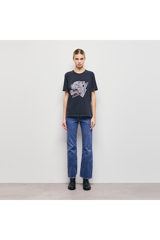 The Kooples Printed Cotton Kadın Siyah T-shirt