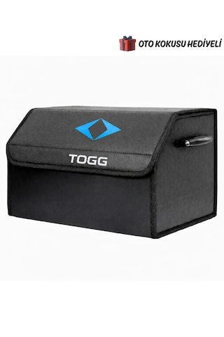 Togg Marka Logolu Oto Bagaj Organizer Çanta Oto Bagaj Çantası 2 Bölmeli Suni Deri Boyutlar : 48 Cm X 31 Cm X 29 Cm