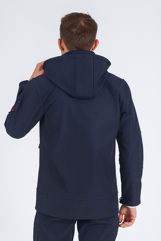 Suya Dayanıklı Slim Fit Softshell Kapüşonlu Erkek Mont Lacivert