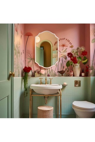 60x80 Beyaz Asimetrik Duvar Aynası/beyaz Çerçeveli Düzensiz Dekor Ayna/banyo Aynası 60 X 80 Çok Renkli