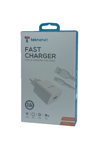 Teknonet Tn-hch07 18w 3000 Mah Type-c Kablo + Şarj Aleti Beyaz Beyaz