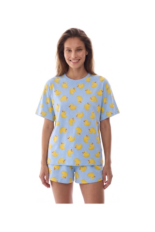 Penti Mavi Cutene Şort Pijama Takımı Açık Mavi