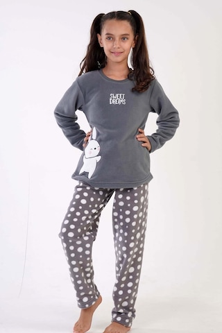 Kız Çocuk Polar Uzun Kol Gri Pijama Takımı C3t0n3o176 001