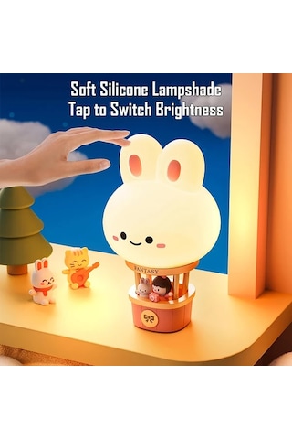 Willowhaven New Hot Air Balloon Şarjlı Gece Lambası, Led Yatak Başı Lambası, 3 Parlaklık Seviyesi, Warm Light Kitten, Yatak Odası Ve Oturma Odası İçin Uygun Ahşap