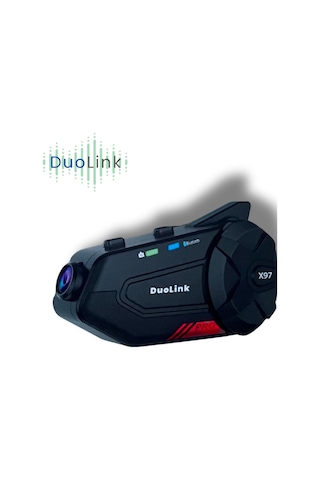 DuoLink X97 Plus İnterkom Motosiklet Kameralı 6 Kişi Grup Bluetooth Kask Intercom Video Kayıt Kulaklık