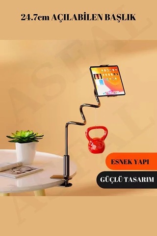Tablet Tutucu Stand 14 İnç Uyumlu, Yatak Ve Masa Kenarı Telefon Tablet Standı, Ayarlanabilir Esnek Tutucu