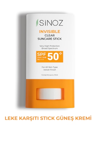 Sinoz Nemlendirici ve Yatıştırıcı Yüksek Korumalı Şeffaf Stick Güneş Kremi SPF50+ 15 G