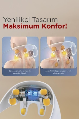 Torima Vnb-01 Gri İnsan Eli Hissi Veren Şarjlı Masaj Cihazı Boyun Sırt Ve Bacak Masaj Cihazı