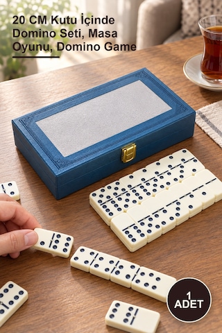 1 Adet Deri Kutulu Domino Oyunu 20 Cm Kutu İçinde Domino Seti, Masa Oyunu, Domino Game