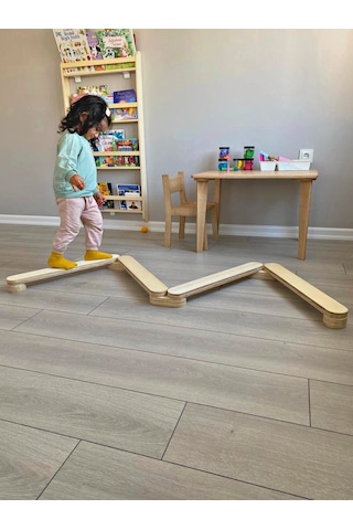 montessori denge yolu - portatif ahşap denge yolu