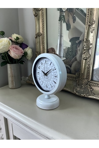 Büro Ev Ofis Hediyesi İçin 20x25cm Beyaz Motifli Metal Masa Saati Diğer
