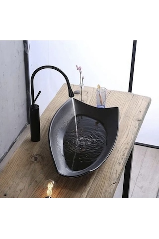 İsaoğlu Yapı Lavabo Bataryası Siyah Çanak Lavabo Musluğu Drop Design Çanak Lavabo Uyumlu Siyah Batarya Siyah