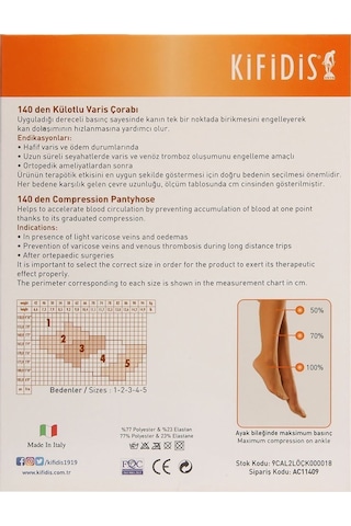 Kifidis 140 Den.18-20 Mmhg Külotlu Çorabı Siyah Siyah 3