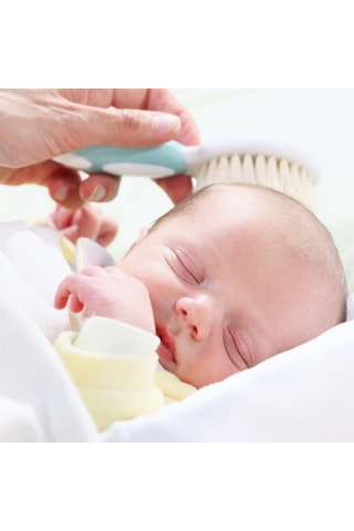 Sevi Bebe Naturel Fırça Tarak + Bebek Duş Başlığı Seti Mavi
