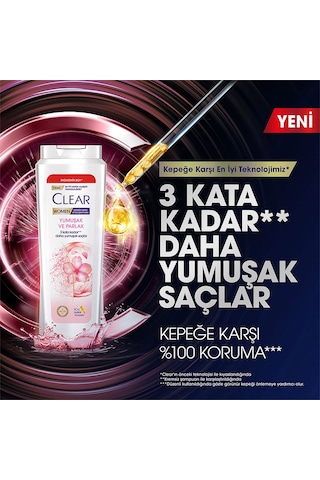 Clear Women Kepeğe Karşı Etkili Şampuan Yumuşak Parlak 3 x 350 ML