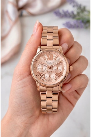 Ferrucci Fc52517 Roma Rakamlı Fonksiyonları Aktif Çelik Kordon&kasa Kadın Kol Saati Rose Gold
