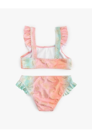 Koton Deniz Temalı Baskı Detaylı Fırfırlı Askılı Bikini Takımı Pembe Desenli 5skg00007mm Pembe Desenli