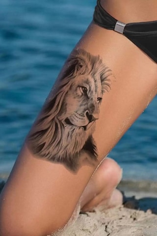 Caş Dekorasyon Aslan Desen Geçici Dövme Tattoo