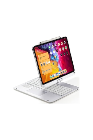 Apple Uyumlu iPad, Pro 11inç M4 2024 Kılıf Kablosuz Dönebilen Klavyeli Kılıf Keyboard A2836 A2837 A3006