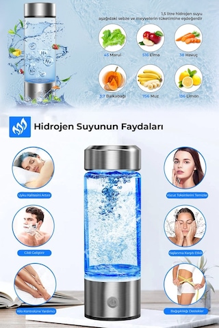 Taşınabilir Hidrojenli Su Üretici Cihazı | Şarj Edilebilir & Spe/pem Teknolojili Şeffaf